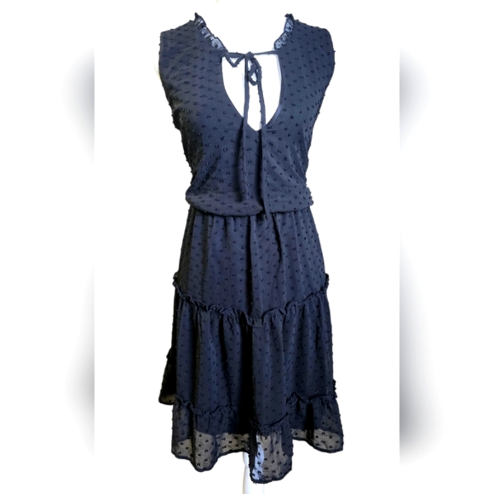 Speechless Black Ruffled Tie Front Sundress